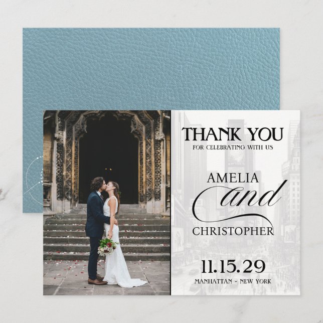 Slate Blue New York City Passport Dankeskarte (Vorne/Hinten)