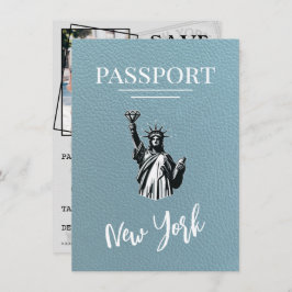 Slate Blue New York City Passport Save the Date