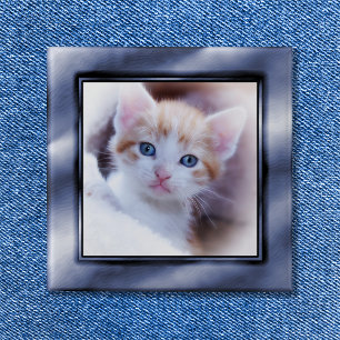 Slate Blue Ombre Imitate Foto Frame Button