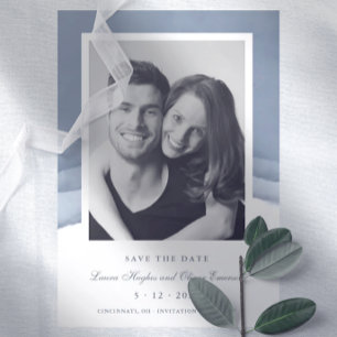 Slate Blue Ombre Wasserfarbe Hochzeit Speichern Si Einladung