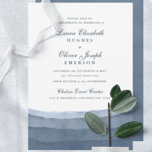 Slate Blue Ombre Watercolor Hochzeitseinladungen Einladung