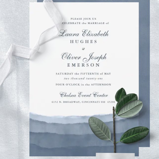 Slate Blue Ombre Watercolor Hochzeitseinladungen Einladung (Von Creator hochgeladen)