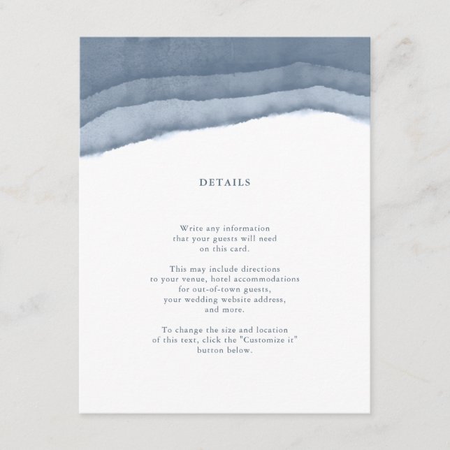 Slate Blue Ombre Watercolor Wedding Insert (Vorderseite)