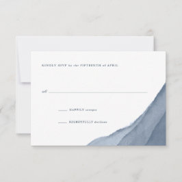 Slate Blue Ombre Watercolor Wedding RSVP Karte