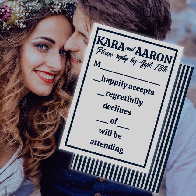 Slate Blue on Gray Edwardian Wedding RSVP Karte (Von Creator hochgeladen)