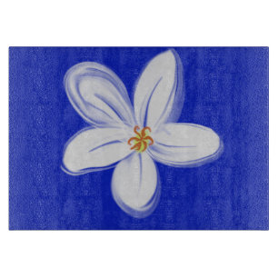 Slate Blue Orchid Decoration Glass Cutting Board Schneidebrett