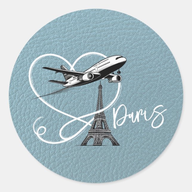 Slate Blue Paris Passport Runder Aufkleber (Vorderseite)