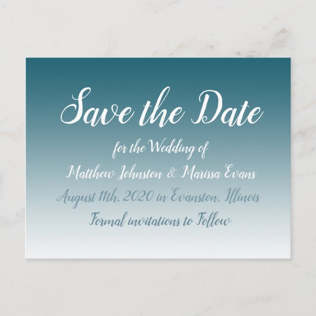 Slate Blue Personalisiert Save the Date Postkarte (Vorderseite)