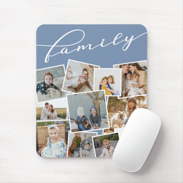 Slate Blue Scatter Fotos Foto Collage Family Mousepad (Mit Mouse)