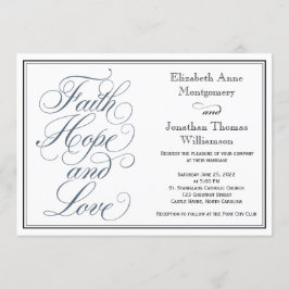 Slate Blue Script Faith Hope & Liebe Wedding Einladung