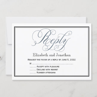 Slate Blue Script Reply UAWG Enclosure Card Einladung