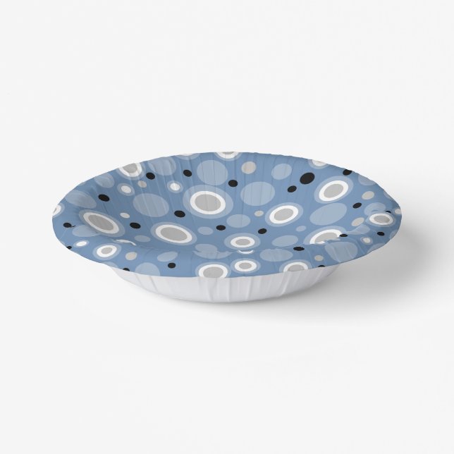 Slate Blue Silver Black Geometric Circles Pappteller (Gewinkelt)