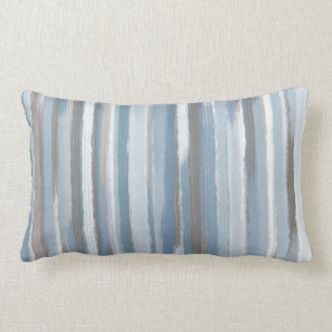 Slate Blue Taupe Abstrakt Stripes Throw Kissen