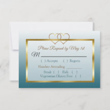 Slate Blue und Gold Gradient Wedding RSVP Karte