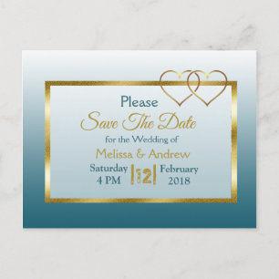 Slate Blue und Gold Save the Date Postkarten