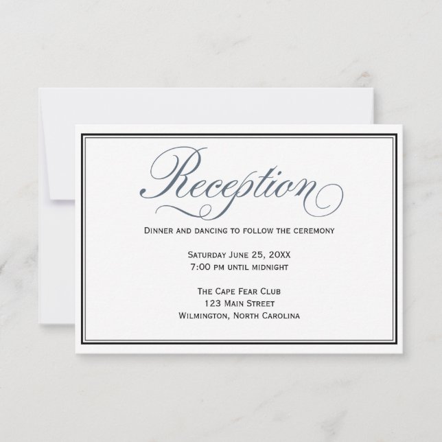 Slate Blue Wedding Reception Enclosure Card Einladung (Vorderseite)