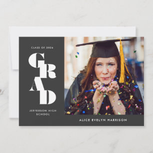 Slate Bold Serif Single Photo Graduation Ankündigung