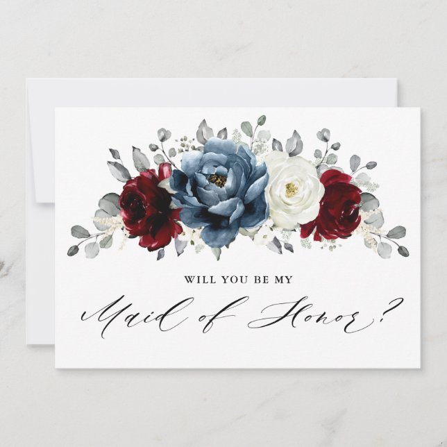 Slate Burgundy Ivory Werden Sie meine Trauzeugin s Einladung (Vorderseite)
