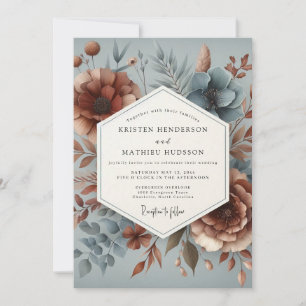 Slate & Burnt Umber Florale Hochzeit Einladung