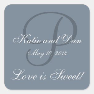 Slate Gray Life ist Sweet Mit Monogramm Wedding Quadratischer Aufkleber