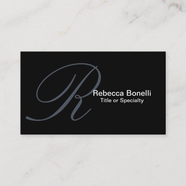 Slate Gray Monogram Consultant Business Card Visitenkarte (Vorderseite)