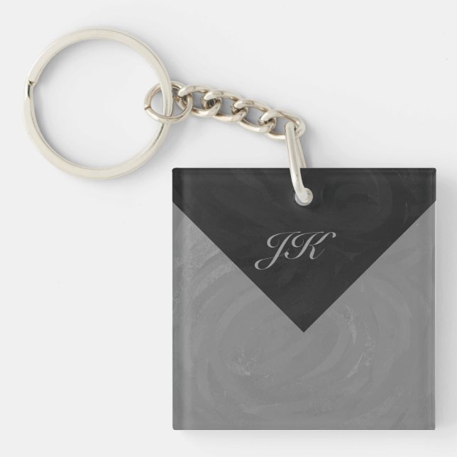 Slate Gray Monogram Schlüsselanhänger (Vorderseite)