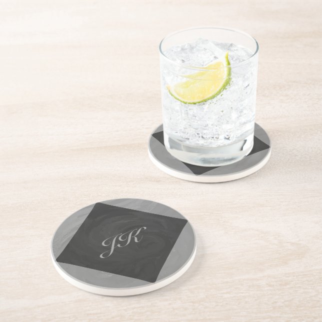 Slate Gray Monogram Untersetzer (Seite)