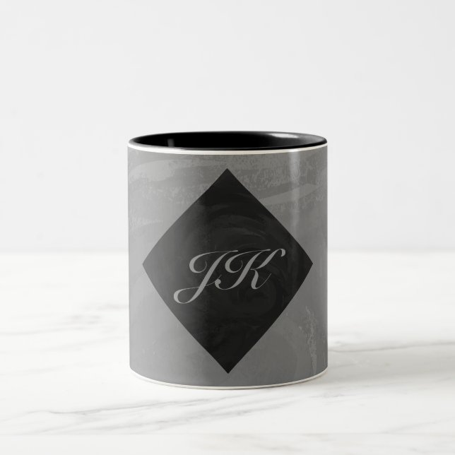 Slate Gray Monogram Zweifarbige Tasse (Mittel)