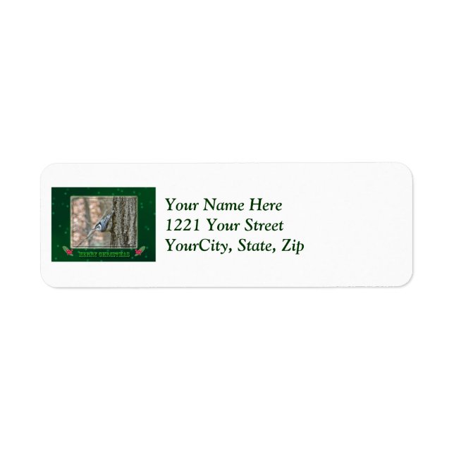 Slate Gray Nuthatch Christmas Address Label (Vorne)