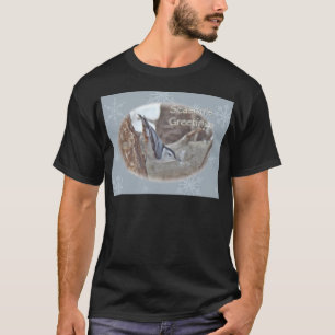 Slate Gray Nuthatch Songbird Frohen Festtage T-Shirt