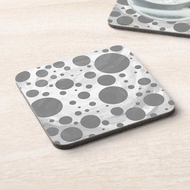 Slate Gray Polka Dot Pattern Getränkeuntersetzer (Linke Seite)