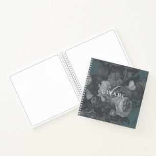 Slate Grün Vintage Blumen Stilleben Stylisch Notizbuch