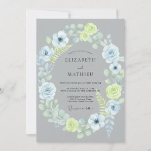 Slate-Limonen-Kranz-Hochzeit Einladung