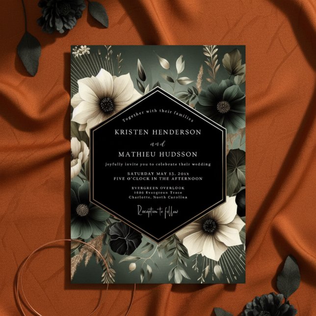 Slate Moody Bloom Wedding Einladung (Von Creator hochgeladen)