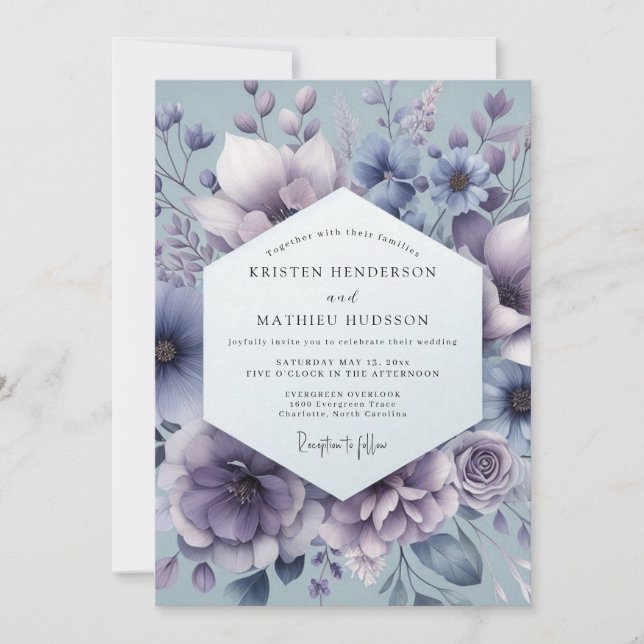 Slate Mystic Bloom Hochzeit Einladung (Vorderseite)