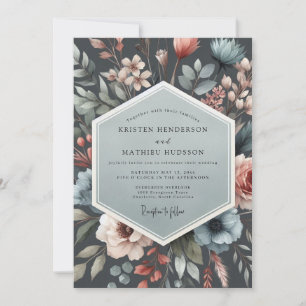 Slate Nocturnal Flora Hochzeit Einladung