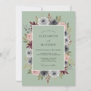 Slate Rose Blush Kranz Hochzeit Einladung