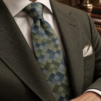 Slate Sage Geometrischer Argyle Krawatte