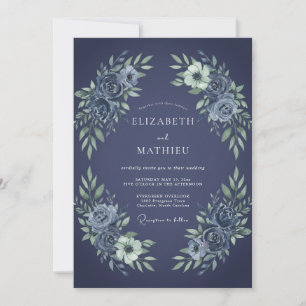 Slate Silber Blütenhochzeit Einladung