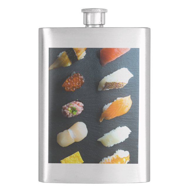 Slate Sip – Modern Sushi Classic Flask Flachmann (Vorderseite)