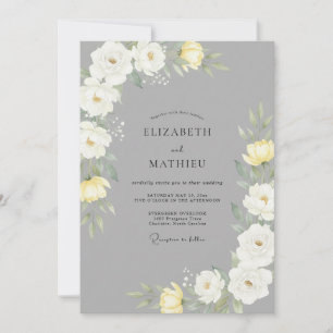 Slate Yellow Ranunculus Eukalyptus Hochzeit Einladung