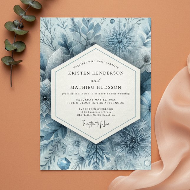 Slateblaue etherische Blütenhochzeit Einladung (Von Creator hochgeladen)