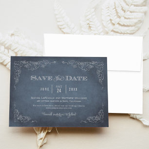 Slateblaue Weinreben-Weingarten-Hochzeit Save The Date