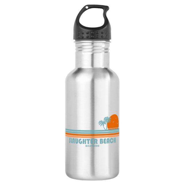 Slaughter Beach Delaware Sonnenpalmen Edelstahlflasche (Vorderseite)