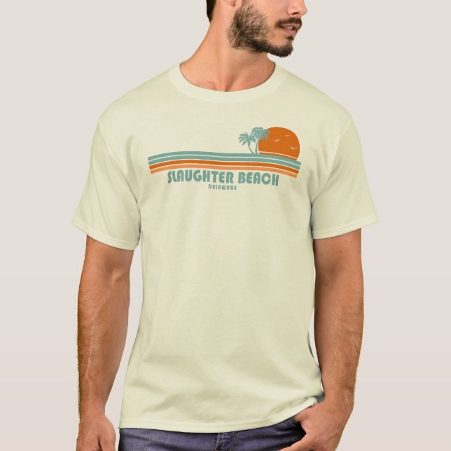 Slaughter Beach Delaware Sun Palm Trees T-Shirt (Vorderseite)