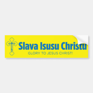 Slava Isusu Christu Gelb & Blau Autoaufkleber