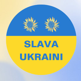 Slava Ukraini Blue Gold Sonnenblumen Ukraine Unter Runder Aufkleber
