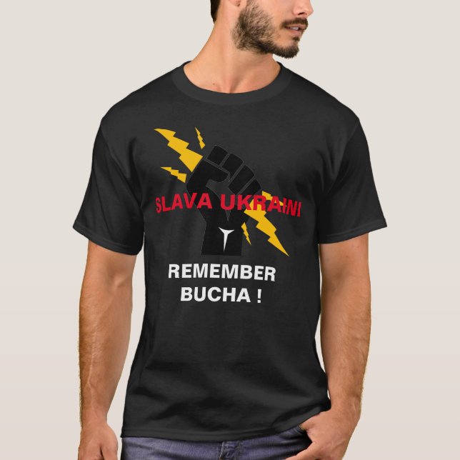 SLAVA UKRAINI ERINNERN AN BUCHA T - Shirt (Vorderseite)