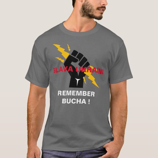 SLAVA UKRAINI ERINNERN AN BUCHA T - Shirt (Vorderseite)