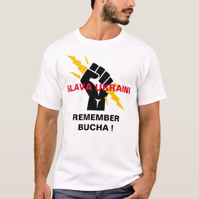 SLAVA UKRAINI ERINNERN AN BUCHA T - Shirt (Vorderseite)